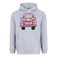Heather Grey easter bunny and truck Heavyweight Hoodie - MaliasSmallBusiness