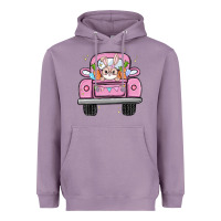 Lavender easter bunny and truck Heavyweight Hoodie - MaliasSmallBusiness