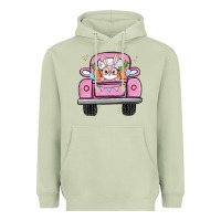 Matcha easter bunny and truck Heavyweight Hoodie - MaliasSmallBusiness