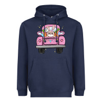 Navy easter bunny and truck Heavyweight Hoodie - MaliasSmallBusiness