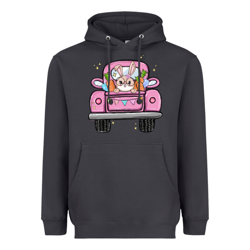 Easter Bunny And Truck Heavyweight Hoodie by MaliasSmallBusiness | Teevron