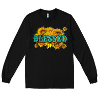 Black glitter blessed with sunflowers Long Sleeve Tee - AdoDesignShop