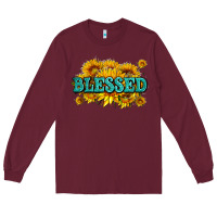 Burgundy glitter blessed with sunflowers Long Sleeve Tee - AdoDesignShop