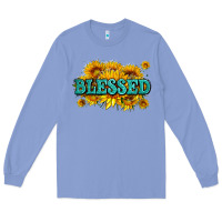 Colony Blue glitter blessed with sunflowers Long Sleeve Tee - AdoDesignShop
