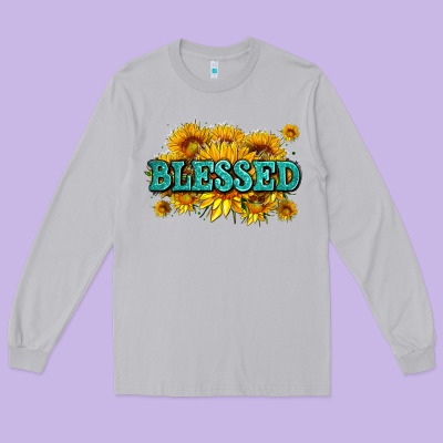 Glitter Blessed With Sunflowers Long Sleeve Tee Designed By Adodesignshop