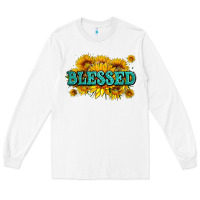White glitter blessed with sunflowers Long Sleeve Tee - AdoDesignShop