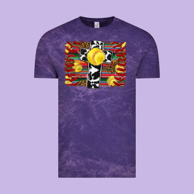 Softball Cross Serape Leopard Background Vintage Tee Designed By Ranaportraitstore