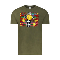 Vintage Olive softball cross serape leopard background Vintage Tee - RanaPortraitStore