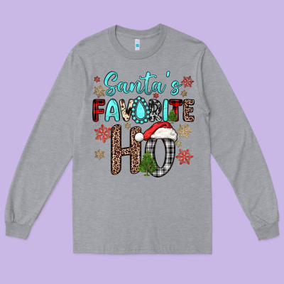 Santa S Favorite Ho Long Sleeve Tee Designed By Jahusdesignshop