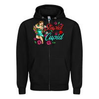 Black stupid cupid Zipper Hoodie - AdoDesignShop