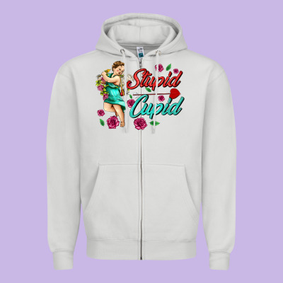 Stupid Cupid Zipper Hoodie Designed By Adodesignshop