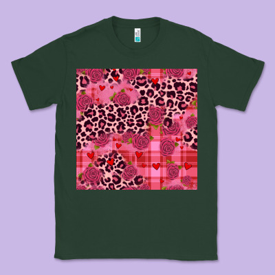 Valentines Day Roses Leopard Seamless Pattern Classic Tee Designed By Jahusdesignshop