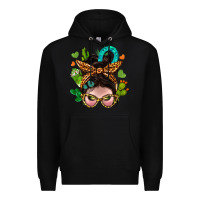Black Western  Messy Bun With Cactus Premium Hoodie - BundleAndBundleShop