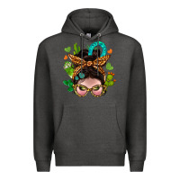 Charcoal Heather Western  Messy Bun With Cactus Premium Hoodie - BundleAndBundleShop