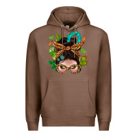 Chestnut Western  Messy Bun With Cactus Premium Hoodie - BundleAndBundleShop
