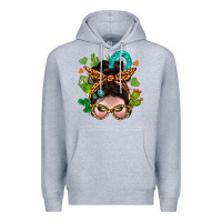 Heather Grey Western  Messy Bun With Cactus Premium Hoodie - BundleAndBundleShop
