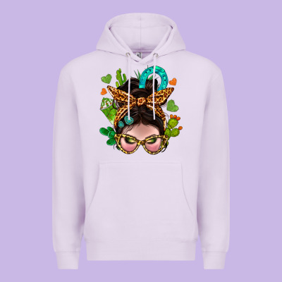 Western  Messy Bun With Cactus Premium Hoodie Designed By Bundleandbundleshop