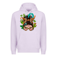 Lilac Western  Messy Bun With Cactus Premium Hoodie - BundleAndBundleShop