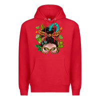 Red Western  Messy Bun With Cactus Premium Hoodie - BundleAndBundleShop