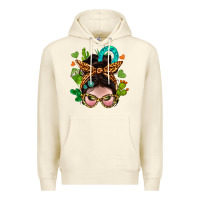 Sandshell Western  Messy Bun With Cactus Premium Hoodie - BundleAndBundleShop