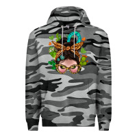 Slate Camo Western  Messy Bun With Cactus Premium Hoodie - BundleAndBundleShop