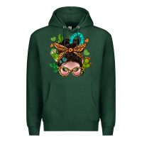Sports Green Western  Messy Bun With Cactus Premium Hoodie - BundleAndBundleShop