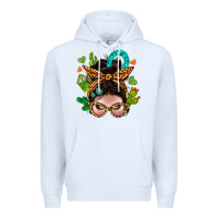 White Western  Messy Bun With Cactus Premium Hoodie - BundleAndBundleShop