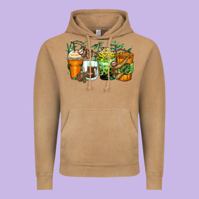 Sloth Coffee Cups Vintage Hoodie Designed By Zillion Design Studio