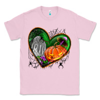 Bubblegum Pink halloween heart with pumpkin Classic Tee - BundleAndBundleShop