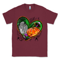 Burgundy halloween heart with pumpkin Classic Tee - BundleAndBundleShop
