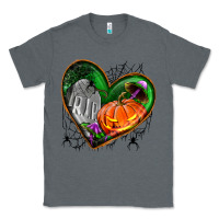 Charcoal Heather halloween heart with pumpkin Classic Tee - BundleAndBundleShop