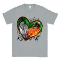Heather Grey halloween heart with pumpkin Classic Tee - BundleAndBundleShop