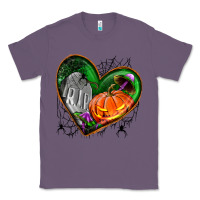 Lavender halloween heart with pumpkin Classic Tee - BundleAndBundleShop