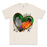 Natural halloween heart with pumpkin Classic Tee - BundleAndBundleShop