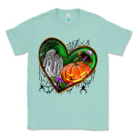 Seafoam halloween heart with pumpkin Classic Tee - BundleAndBundleShop