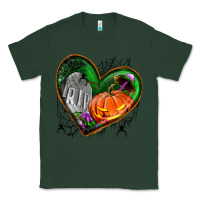 Sports Green halloween heart with pumpkin Classic Tee - BundleAndBundleShop