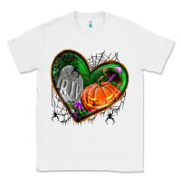 White halloween heart with pumpkin Classic Tee - BundleAndBundleShop
