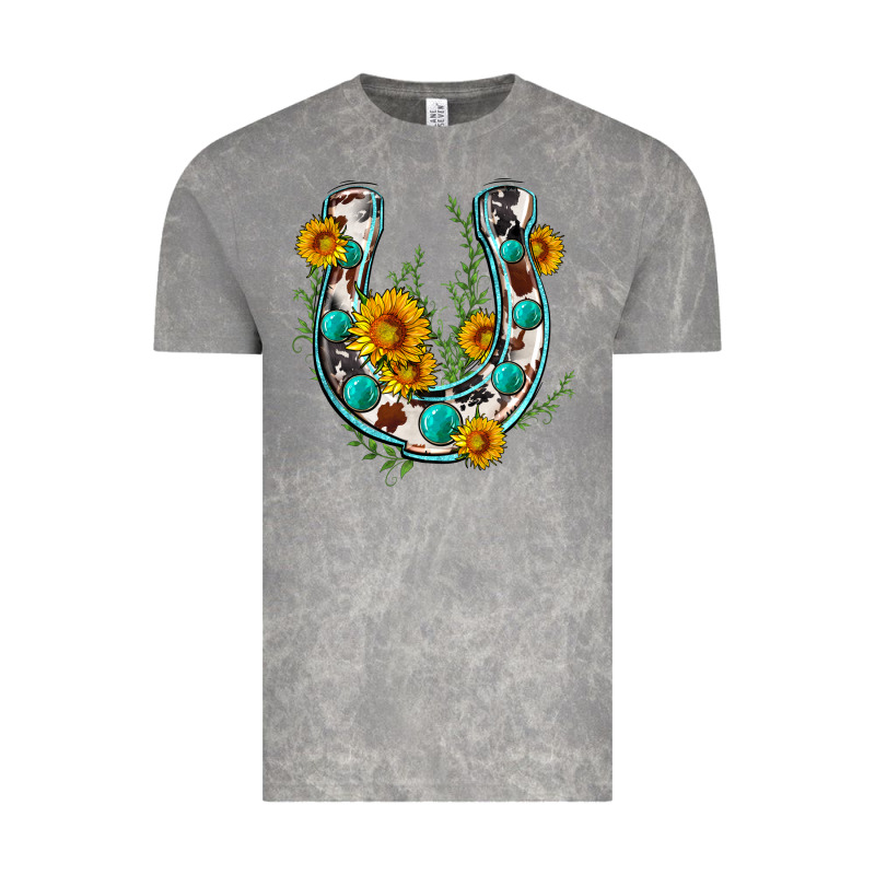 Cowhide Sunflower Horseshoe Vintage Tee by Zillion Design Studio | Teevron