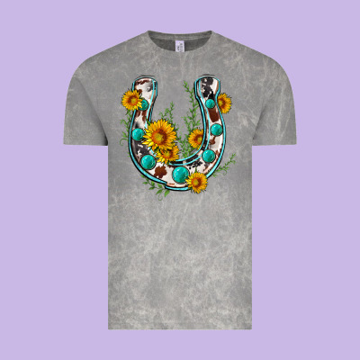 Cowhide Sunflower Horseshoe Vintage Tee Designed By Zillion Design Studio