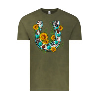 Vintage Olive cowhide sunflower horseshoe Vintage Tee - Zillion Design Studio