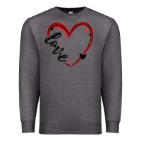 Charcoal Heather valentines day heart Premium Sweatshirt - MaliasSmallBusiness