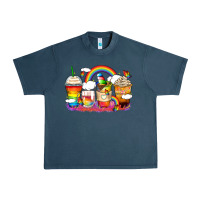 Midnight Navy rainbow coffee cups Urban Heavy Tee - Zillion Design Studio
