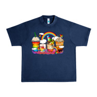 Navy rainbow coffee cups Urban Heavy Tee - Zillion Design Studio