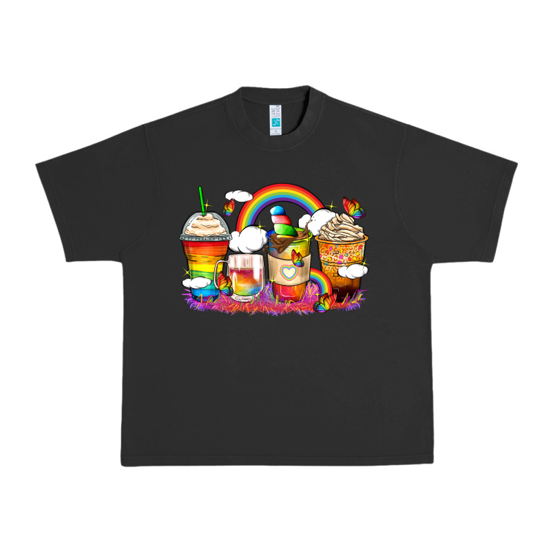 Rainbow Coffee Cups Urban Heavy Tee by Zillion Design Studio | Teevron