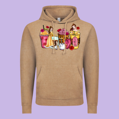 Princess Cartoon Coffee Cups Vintage Hoodie Designed By Zillion Design Studio