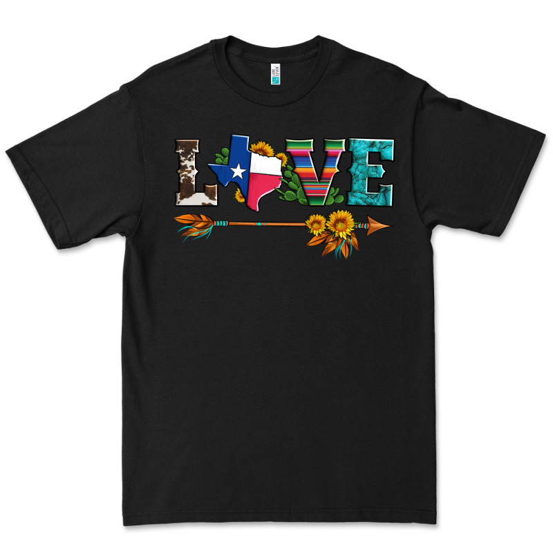Love Texas Serape Cowhide Cactus And Sunflowers Premium Tee by Artiststas | Teevron