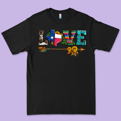 Love Texas Serape Cowhide Cactus And Sunflowers Premium Tee Designed By Artiststas
