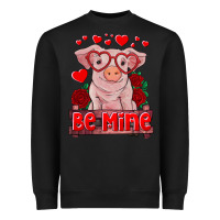 Be Mine Valentine's Day Baby Pig Heavyweight Sweatshirt | Teevron