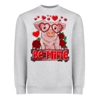 Heather Grey be mine valentine's day baby pig Heavyweight Sweatshirt - RanaPortraitStore