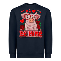 Navy be mine valentine's day baby pig Heavyweight Sweatshirt - RanaPortraitStore
